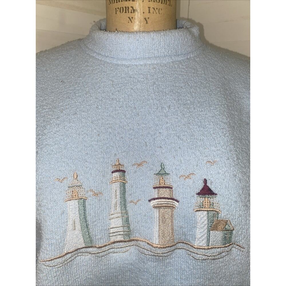 Grandma Won’s Wear Women’s Blue Terry Cloth Pullover Sweater Large GRANNYCORE - Picture 3 of 9